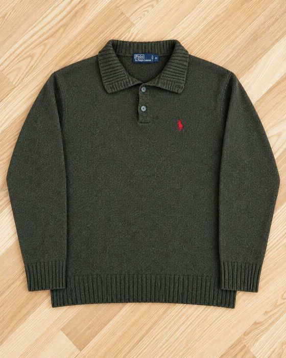 Pulover Polo Ralph Lauren bărbați verde măsliniu, din lână Mărimea M
