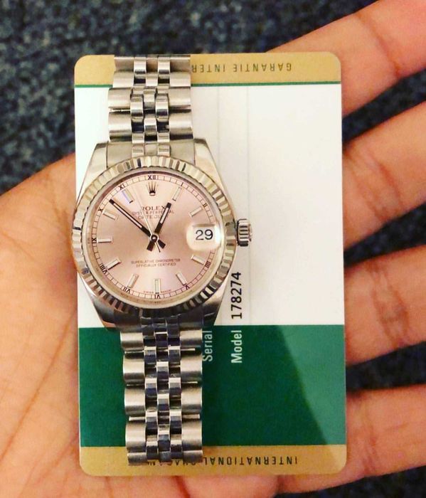 rolex datejust 31mm сребристо/розово