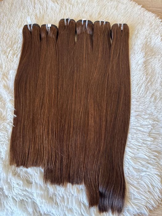 100% Естествена Виетнамска коса – Цвят №4 Кестеняво кафяво.