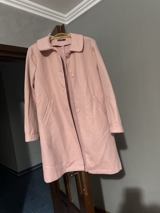 Palton roz lung, SHEIN