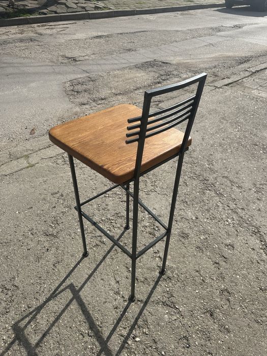 Индустриален бар стол масив дъб и метал | Loft / Scandinavian style