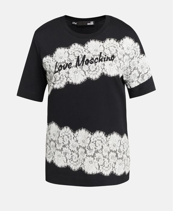 Love moschino тениска с апликация от дантела
