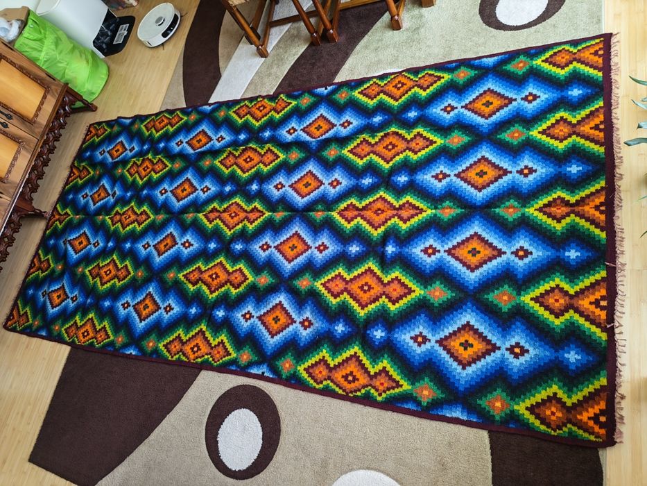 Covor de lana tesut manual 1.55 m x 3.20 m