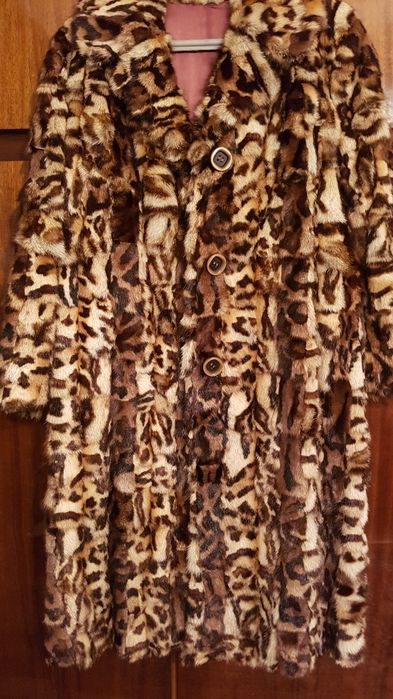 Леопардово  кожено палто естествена кожа