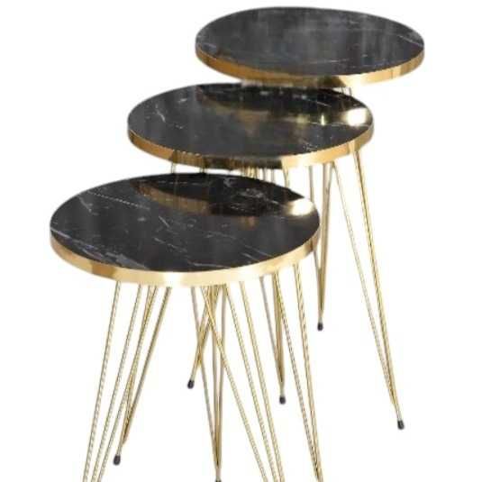 Комплект холни маси 3 броя - цвят крем / бяло