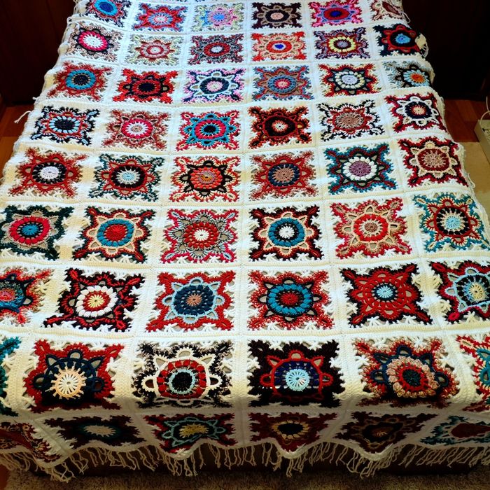 Хендмейд-покрывало «Boho Patchwork», ручная вязка