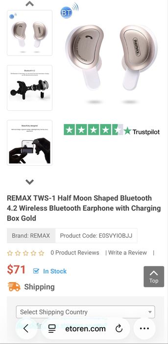Безжични слушалки REMAX TWS-1 Gold