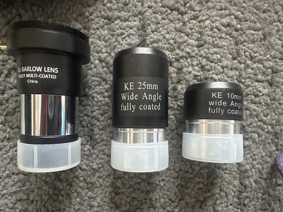 Аксесоари за телескоп 1.25" – 2 окуляра Kellner 10mm/25mm + 2x Barlow + диагонал в добро състояние