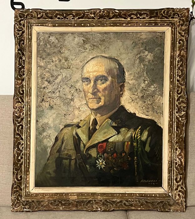 Tablou original Falcucci 1944 General Jean de Lattre de Tassigny