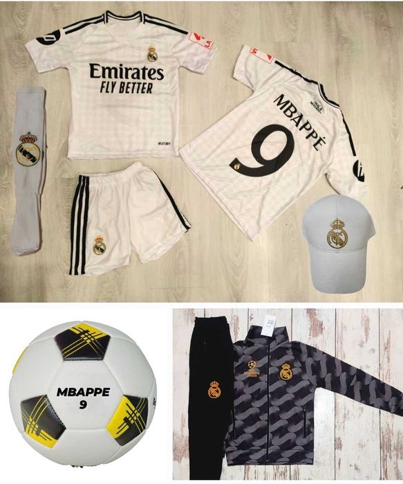 Мбапе Реал Мадрид 9 Екип + Анцуг + Шапка + Чорапи + Топка Mbappe 2025