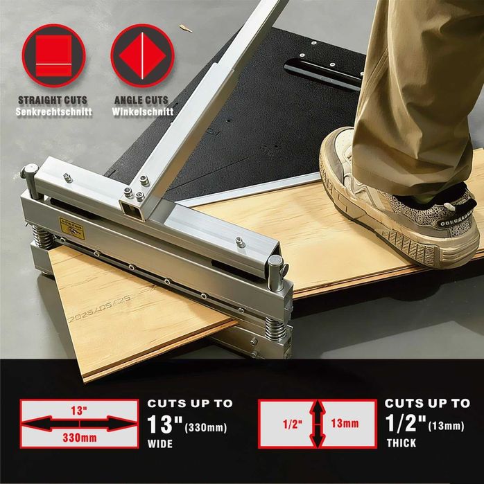 Cutter profesional pentru laminate & vinil 33 cm Heavy Duty – tăieri instant 15°/30°/45° pentru parchet, SPC, LVT, lemn și pardoseli