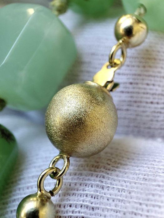 Colier aur 14k cu Crisopraz natural Chrysoprase Lantisor lant crysopraz UNICAT ARTMAX