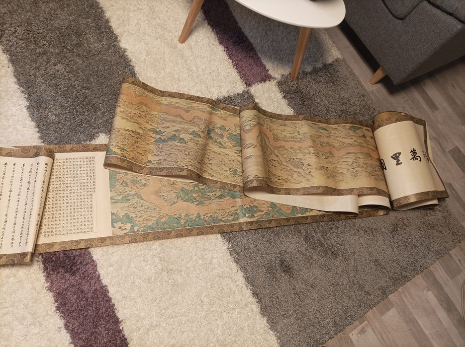 Много стар ретро колекционерски чадър от маслена хартия оригинален