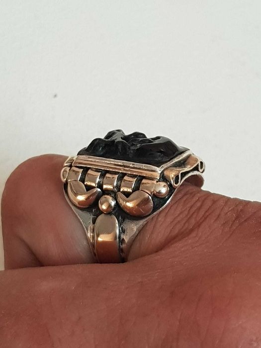 Inel vintage argint si aur ofiter german WWII