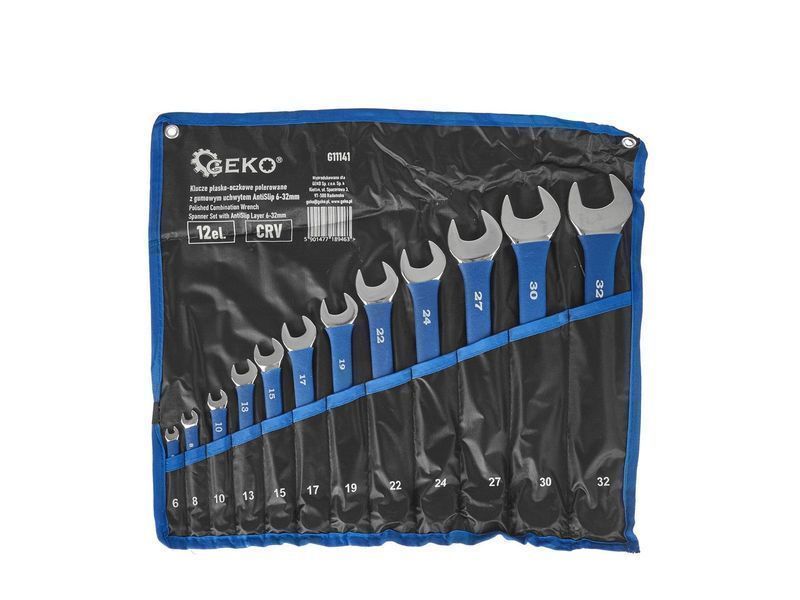 Комплект 12 комбинирани гаечни ключа с дръжка с гумено покритие, 6-32