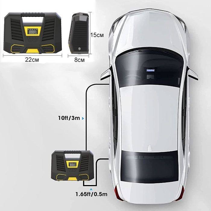 Качествен Дигитален компресор за гуми с фенер автомобил кола помпа