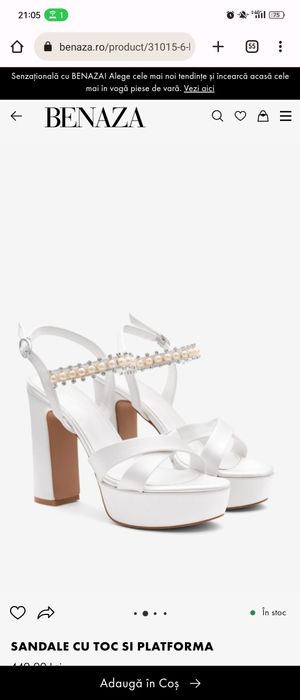 Sandale albe Benaza NOI