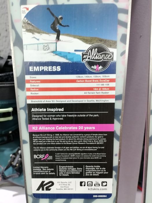 Schiuri ski Freestyle K2 Empress 85 Nou! 159 cm