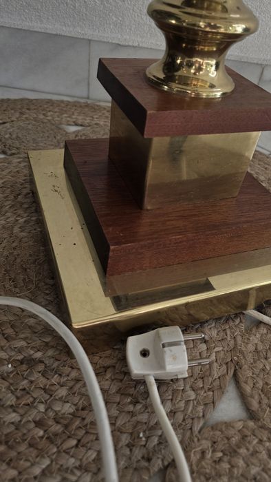 Lampa lemn metal si piele