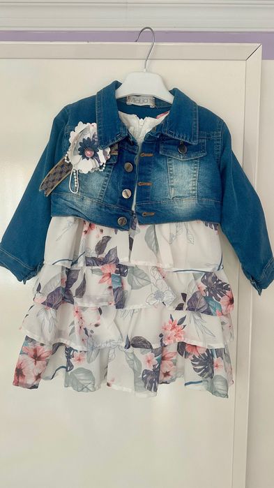 Детска рокля MiaLia в комплект с яке и брошка размер 98 / 3 години