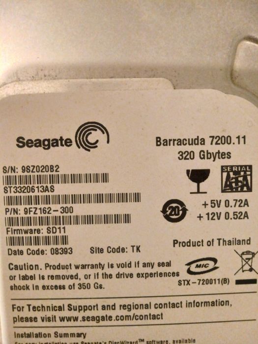 Hard Disk Seagate capacitate stocare 320GB interfață SATA