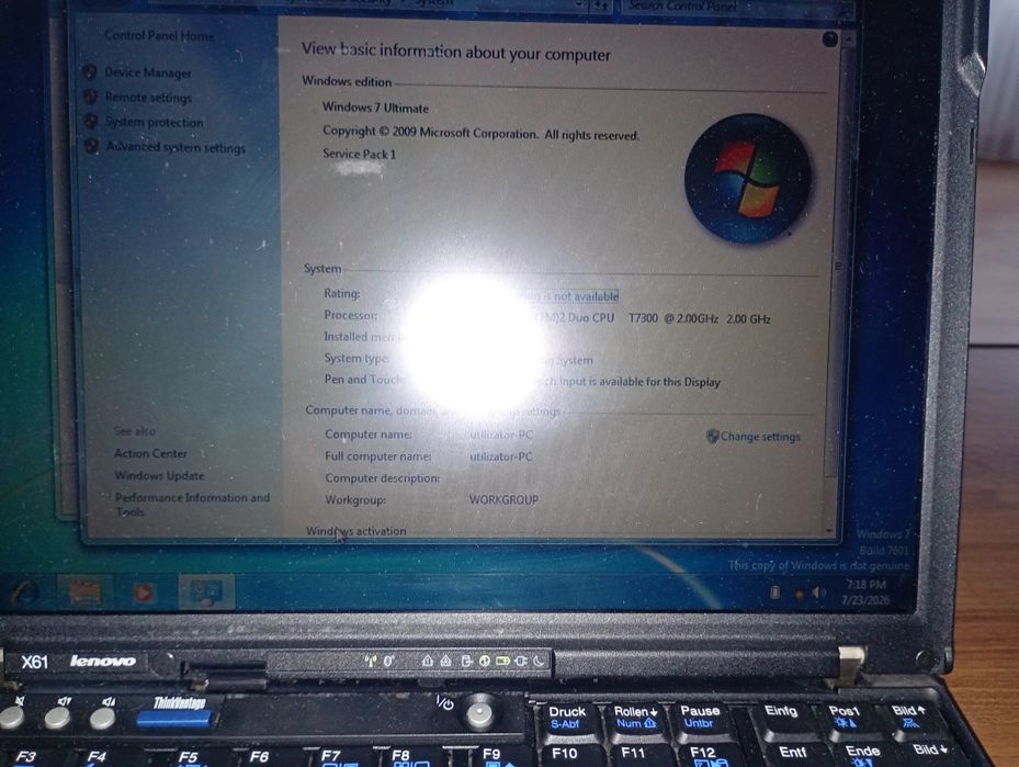 Laptop lenovo x61
