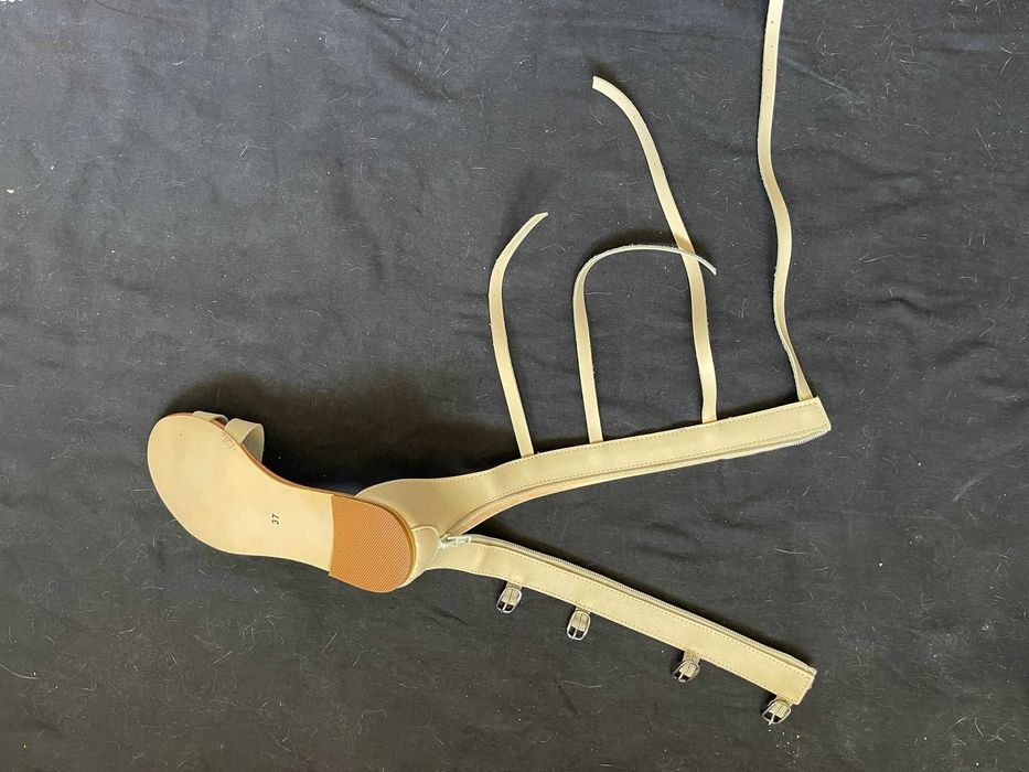 Sandale romane dama piele bej nude cureluse cizme gladiator vara