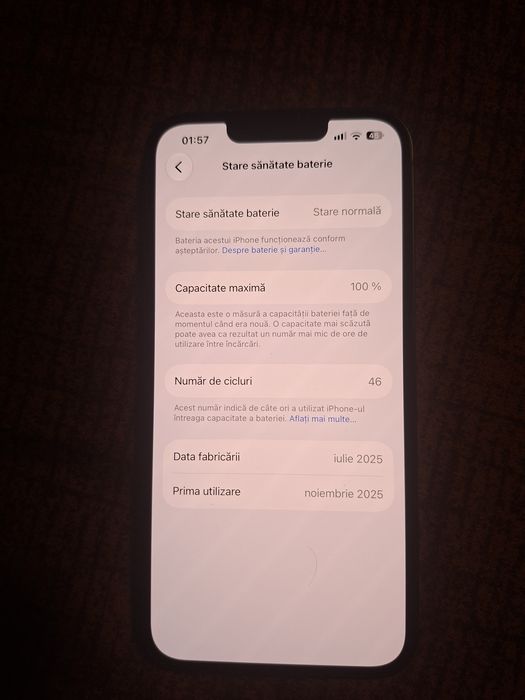 Iphone 16e 128g, 100% baterie 46 cicluri!