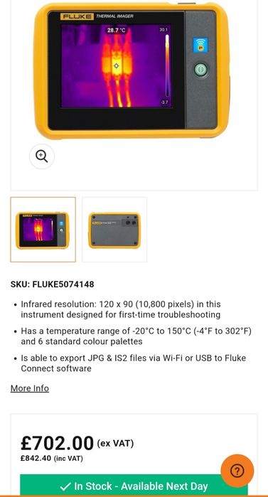 Cameră termoviziune Fluke PTi120 – Defect touchscreen (partea dreaptă jos)