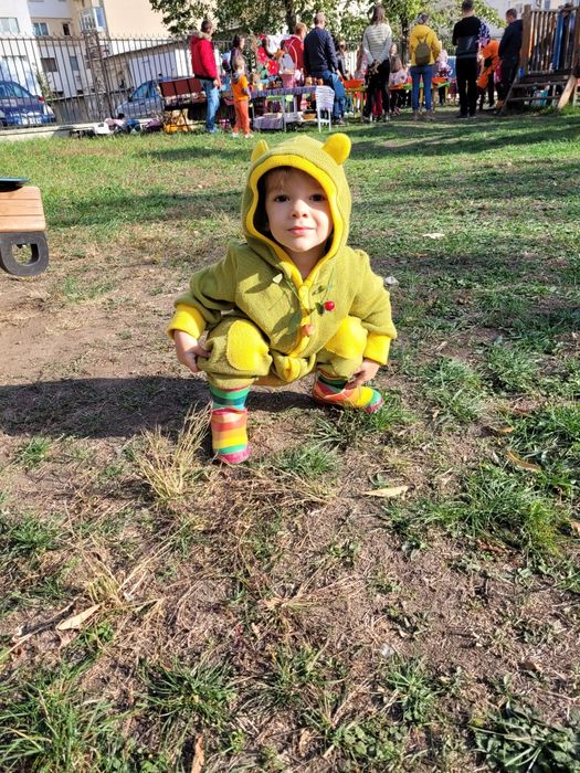 Overall din lână merinos si cagulă