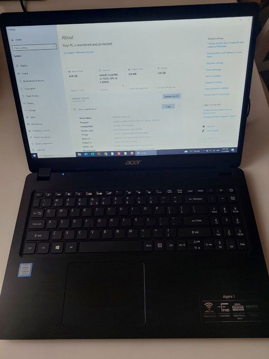 Laptop Acer Aspire 3 A315-54K, i3-7020U, 256 GB SSD