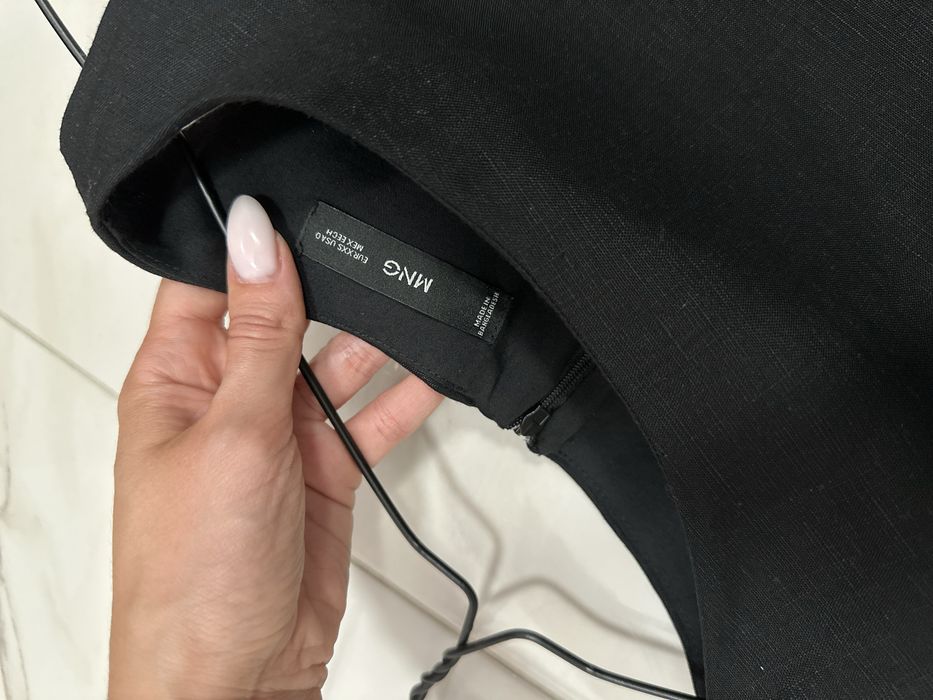 Къса рокля от смесен лен Манго