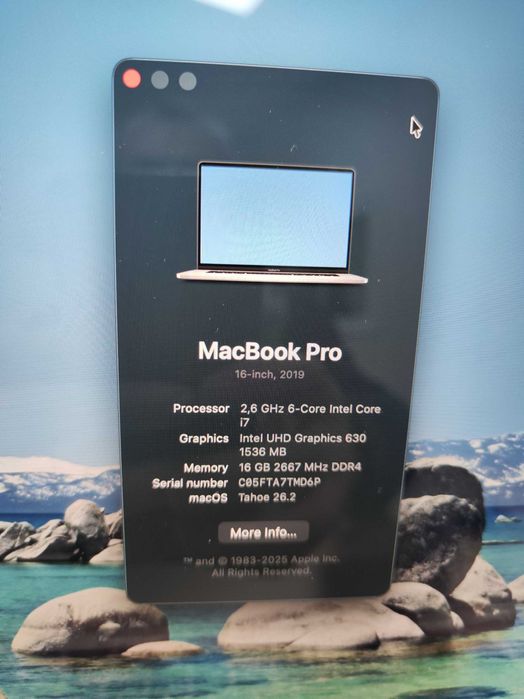 Macbook Pro 16" 2019 I7 16GB 512GB SSD Touch bar