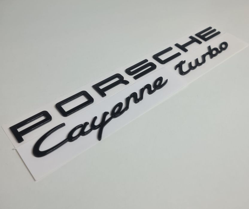 Pachet-Set-Emblema-Sigla-Logo-Stema-Spate-Haion-Porsche-Cayenne-Panamera-Macan-Negru-Lucios-Full-Black-Turbo-4-S-GTS