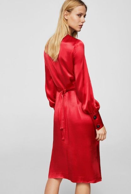 Rochie din satin deosebita de efect chic classy eleganta rosu