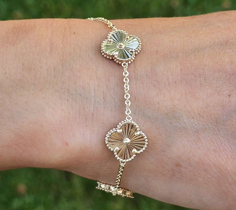 Set de aur galben 14k, colier, brățară, cercei