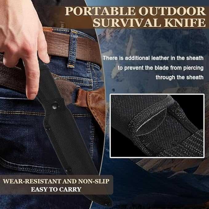 Ловен/туристически нож 29.5 см с метален гард и кания Орел HTW40