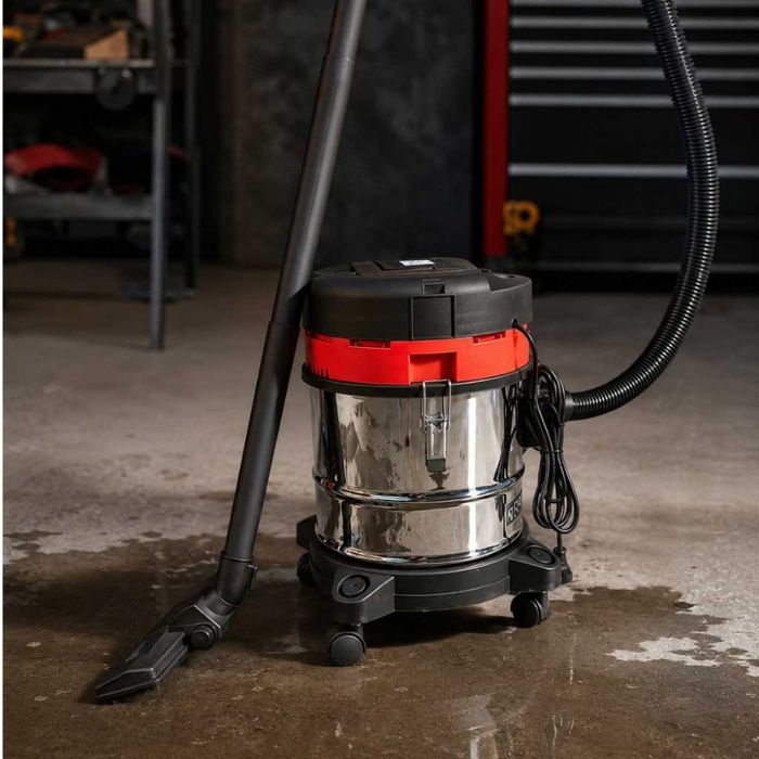 Прахосмукачка KraftRoyal 601-B20 за сухо и мокро почистване - 1200W, 20L, неръждаем резервоар, функция издухване