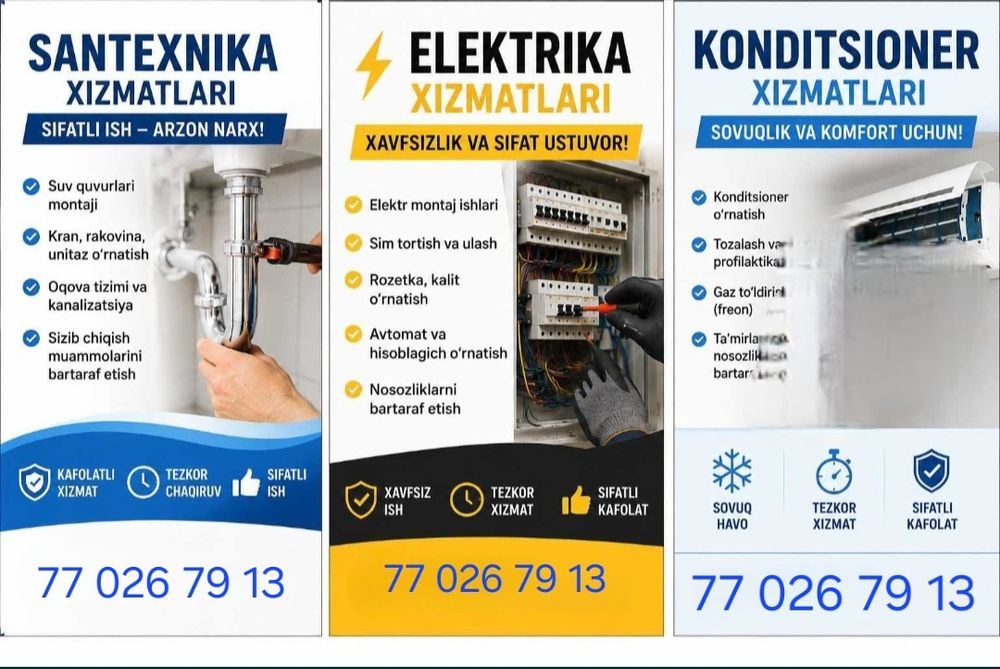 Santexnik xizmati arzon narxlar