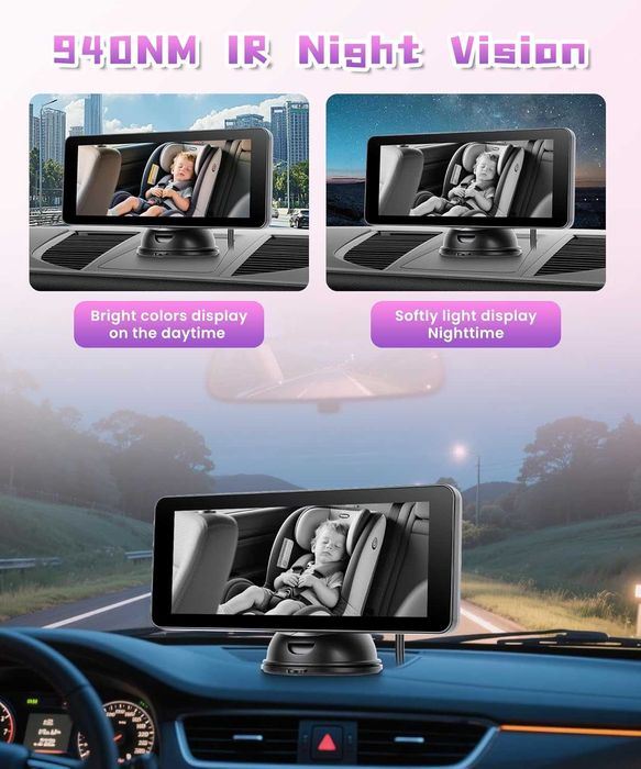 Камера за дете в кола + заден ход + CarPlay/ Android Auto подарък