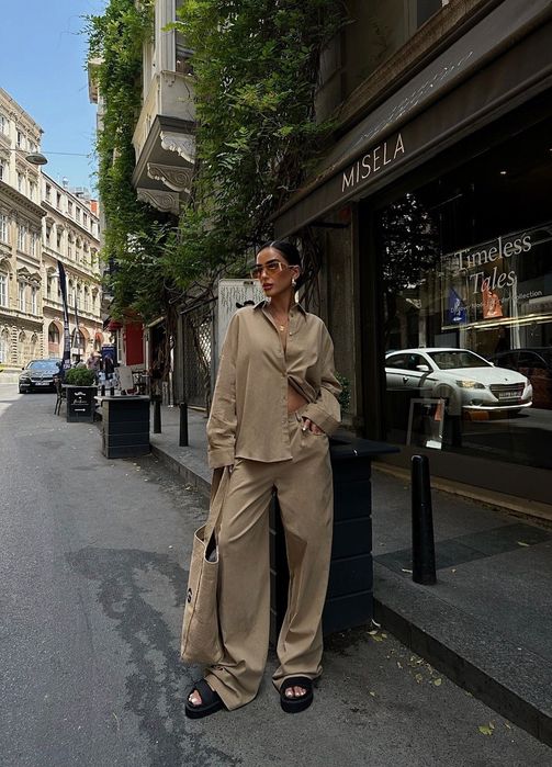 Сет за една атрактивна ежедневна визия  цвят екрю