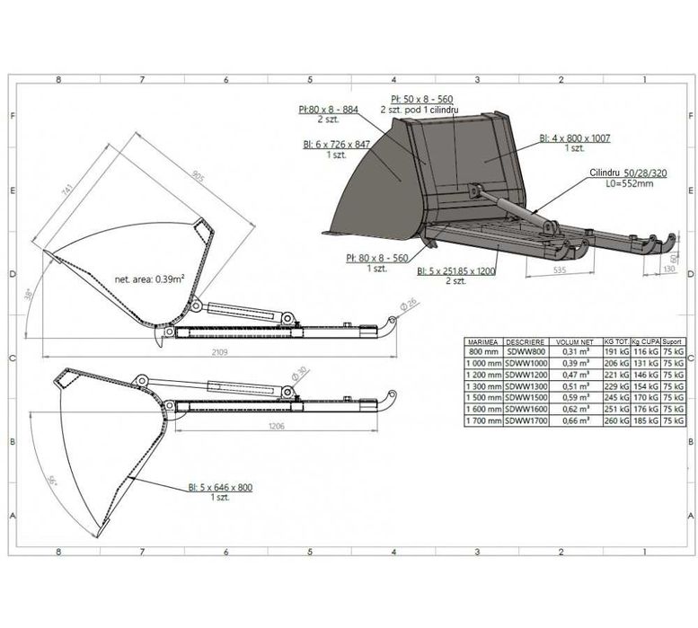 Cupe hidraulice tip container pentru stivuitor de vanzare NOI !