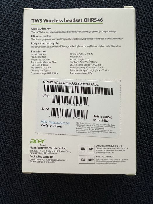 Casti wireless Acer NOI