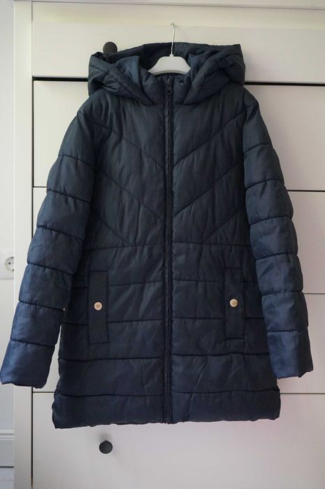 Стилно дълго яке есен/зима MANGO, морскосиньо, ръст 134-140см, отлично!