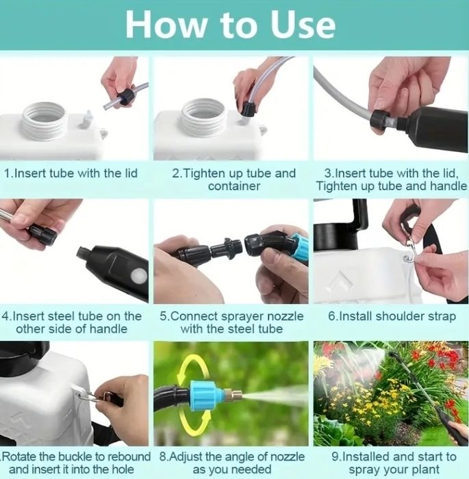 Градинска пръскачка с батерия, 8 л.