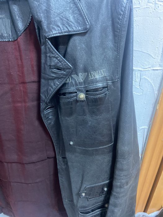 Кожаный сюртук Emporio Armani