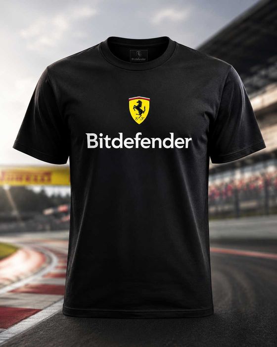Tricou Ferrari F1 Bitdefender rosu sau negru bumbac 100
