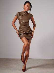 Rochie mini eleganta imitatie piele - NOU (cu eticheta)