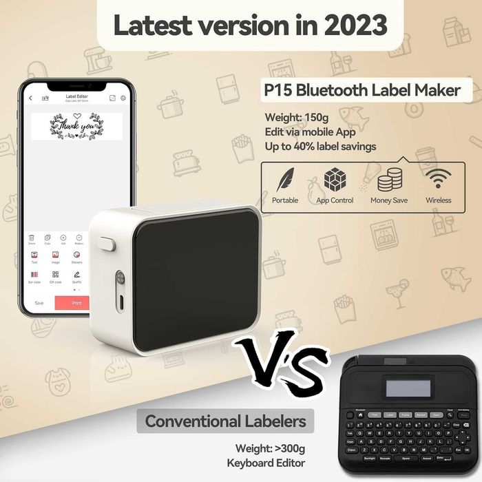 Pristar P15 Bluetooth термопринтер за етикети, бял