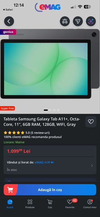 Tableta Samsung Galaxy Tab A11+, Octa-Core, 11", 6GB RAM, 128GB ! Noua